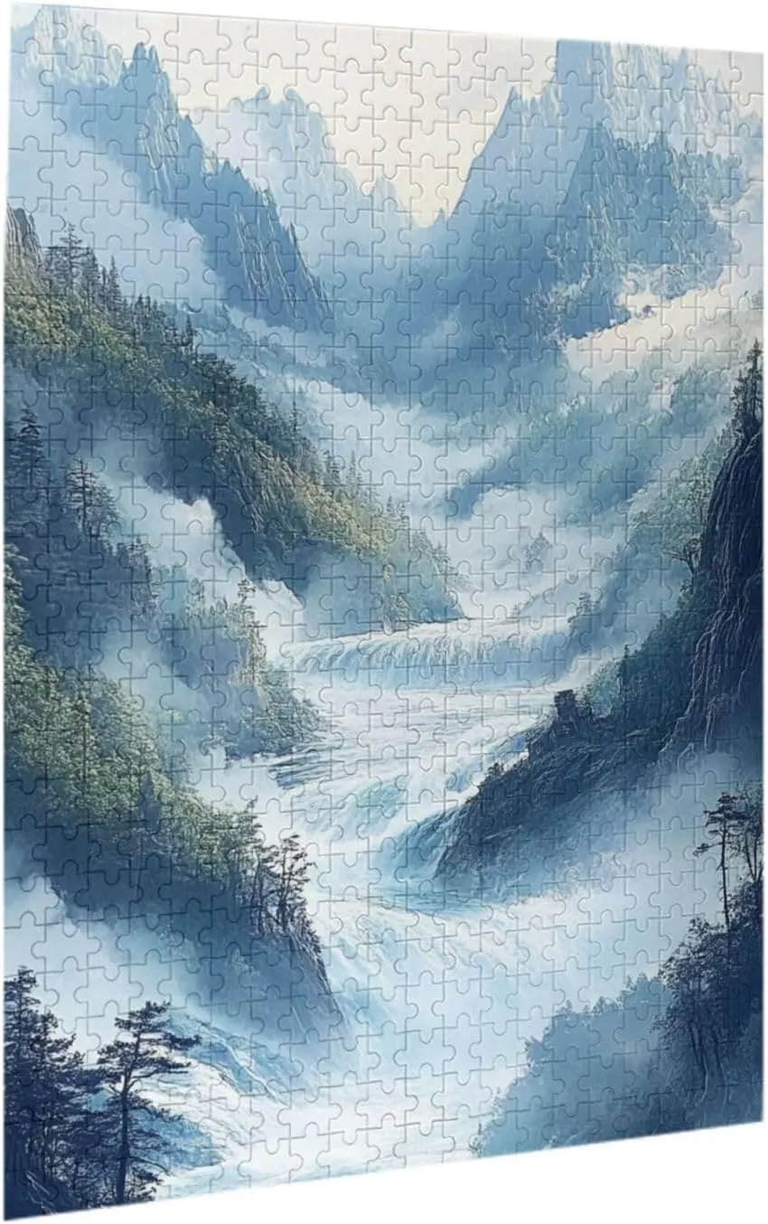 000 Piece Adult Wooden Puzzle - Hidden Waterfall in Lush Jungle with Tropical Vegetation,Unique Artwork,Ideal for Exercising Brain Power,Patience,and Hands-on Skills,Gifts fro Friends