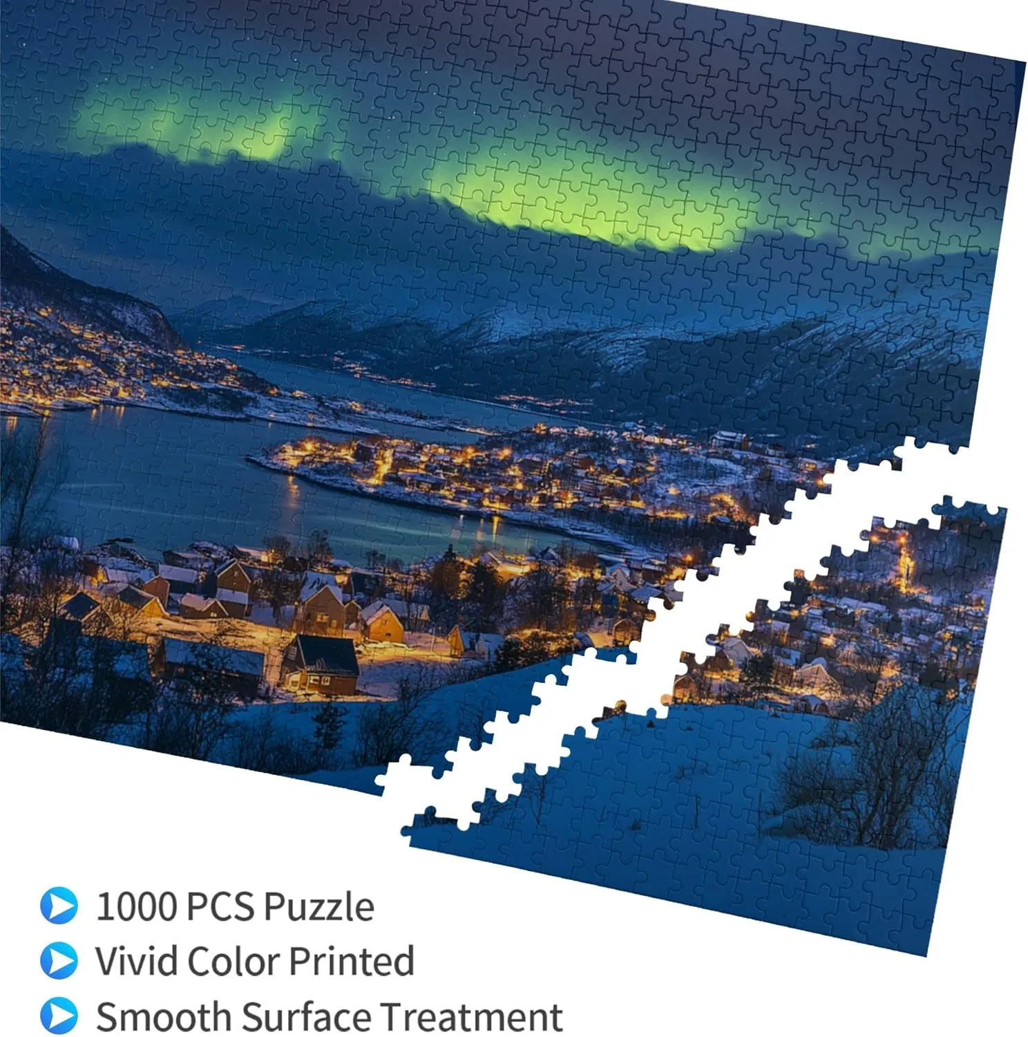 1000 Piece Jigsaw Puzzle for Adults Norwegian Polar Towns,Ideal for Relaxation and Family Fun,Enjoy The Puzzle Solving Process,Classic Scenery Wooden Puzzles,Gifts for Friends and Family