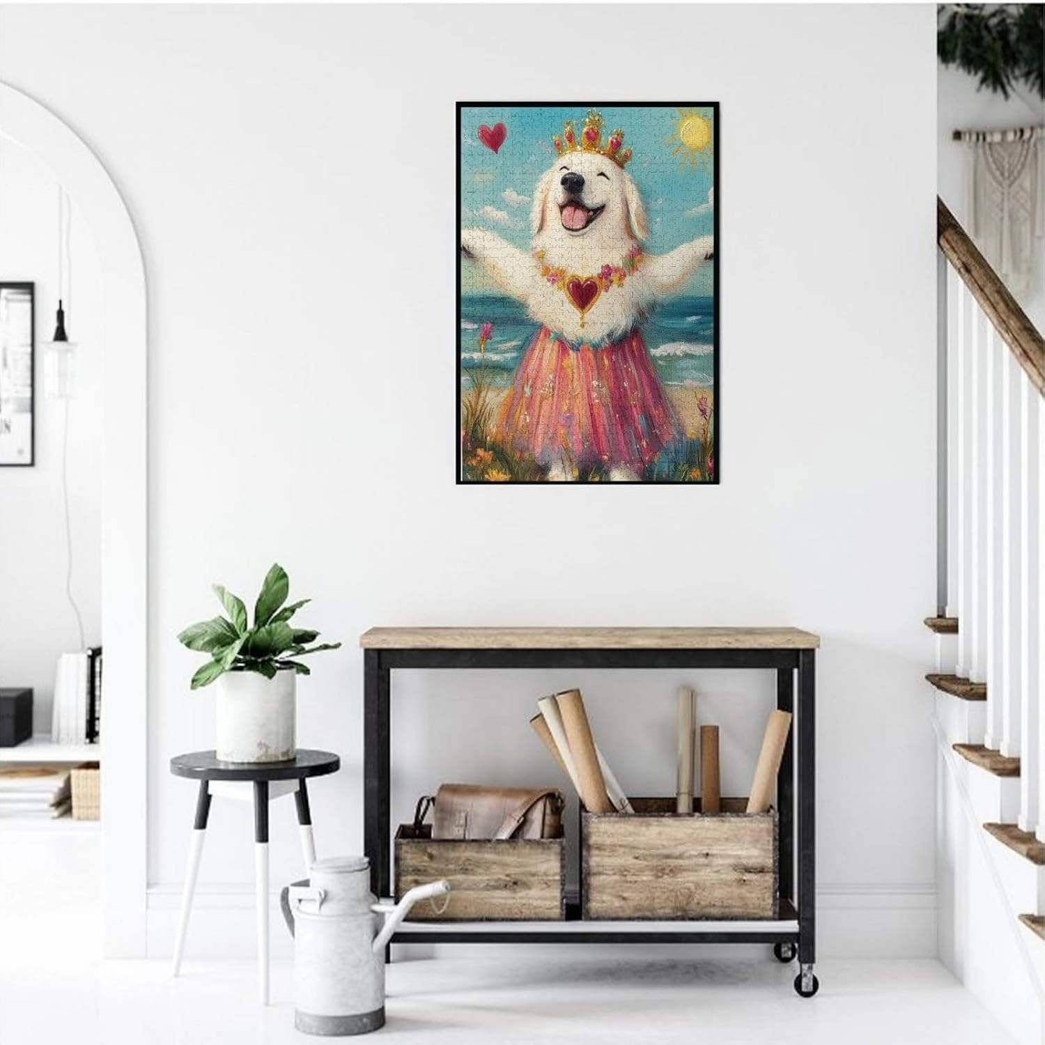 1000 Pieces of Adult Wooden Puzzle - The Cheerful Little Dog and The Heart on The Sunny Grassland,an Ideal Choice for Exercising brainpower and Hands-on Ability，Thoughts soar