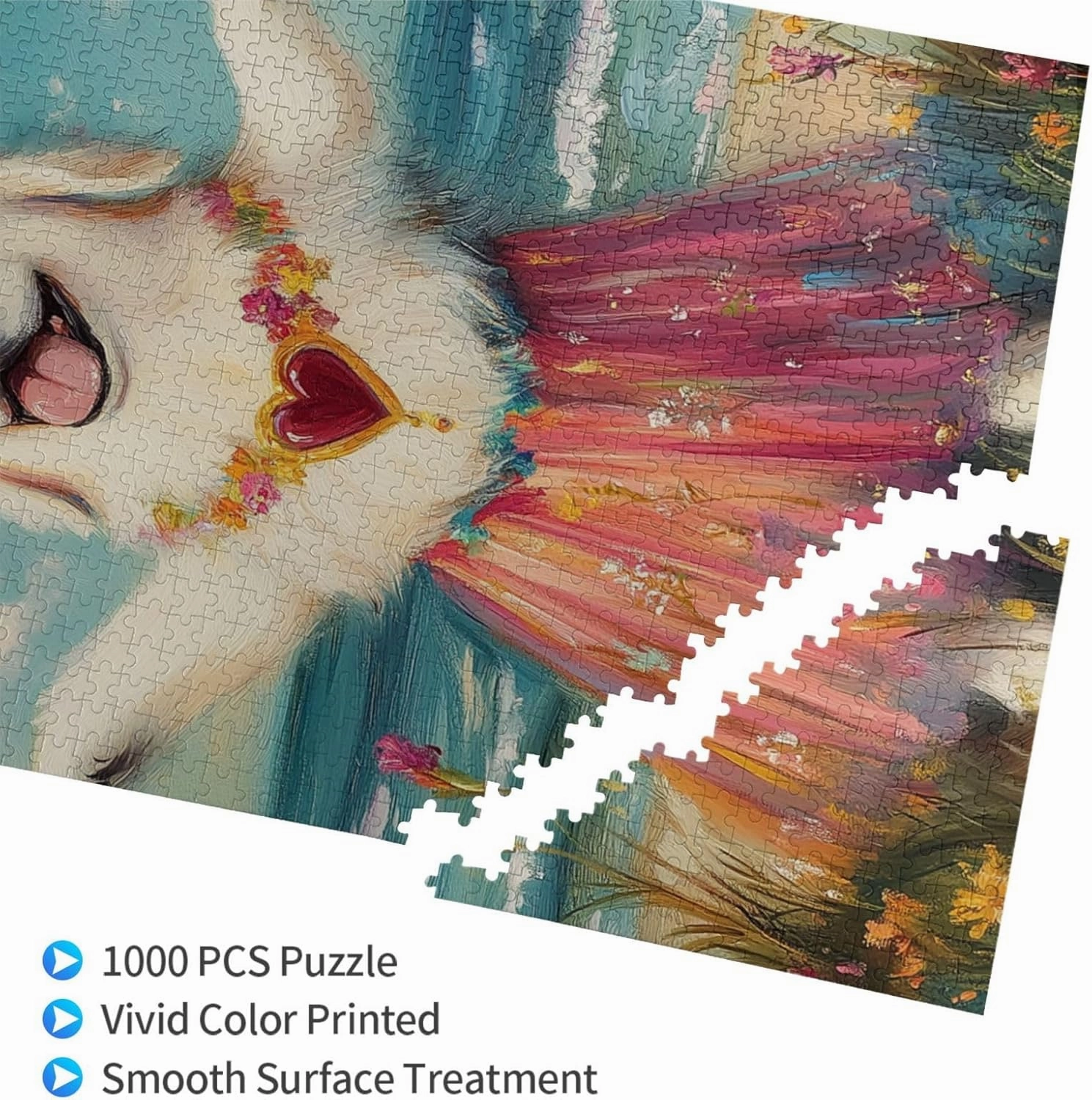 1000 Pieces of Adult Wooden Puzzle - The Cheerful Little Dog and The Heart on The Sunny Grassland,an Ideal Choice for Exercising brainpower and Hands-on Ability，Thoughts soar