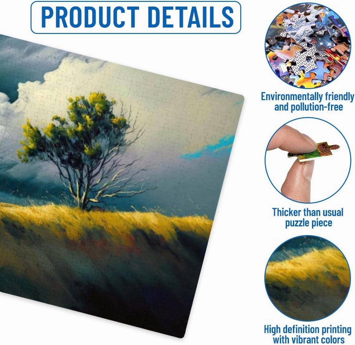 1000 Pieces Wooden Puzzle Adult Grassland Scenery Suitable for Those Who Like Challenging Family Leisure and Entertainment Toys