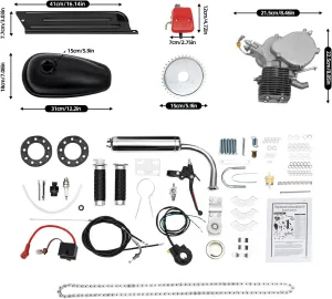 100CC Bicycle Engine Kit Two-Stroke Bike Engine Kit 1.9KW 36 Tooth Sprocket Motorized Petrol Gas Motor Conversion Kit for 26" 28" Bicycle