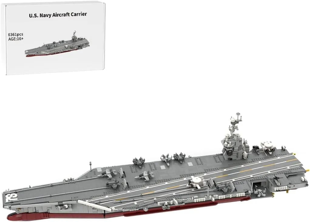 1/300 Navy Aircraft Carrier Building Blocks Set for Adult, MOC-192566 Gerald R-FOD Nuclear-Powered US Military Battleship Building Block Model, (6361PCS)