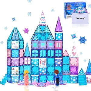 145pcs Diamond Magnetic Tiles Set with Magnetic Doodle Kit, 3D Blocks Magnet Toys for Girls 3 4-7,8-12, Educational Stem Toys Include Stairs Dolls Decals Stickers,3 4 5 6 7 8  Girls Gift