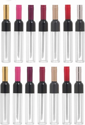 15 Pcs 8ml Empty Clear Wine bottle Shaped Lip Gloss Tubes Plastic Refillable Lip Glaze Tube Vials Cosmetic Container DIY Makeup Liquid Lipstick Tubes Sample Vials for Women Girl,Mix-color