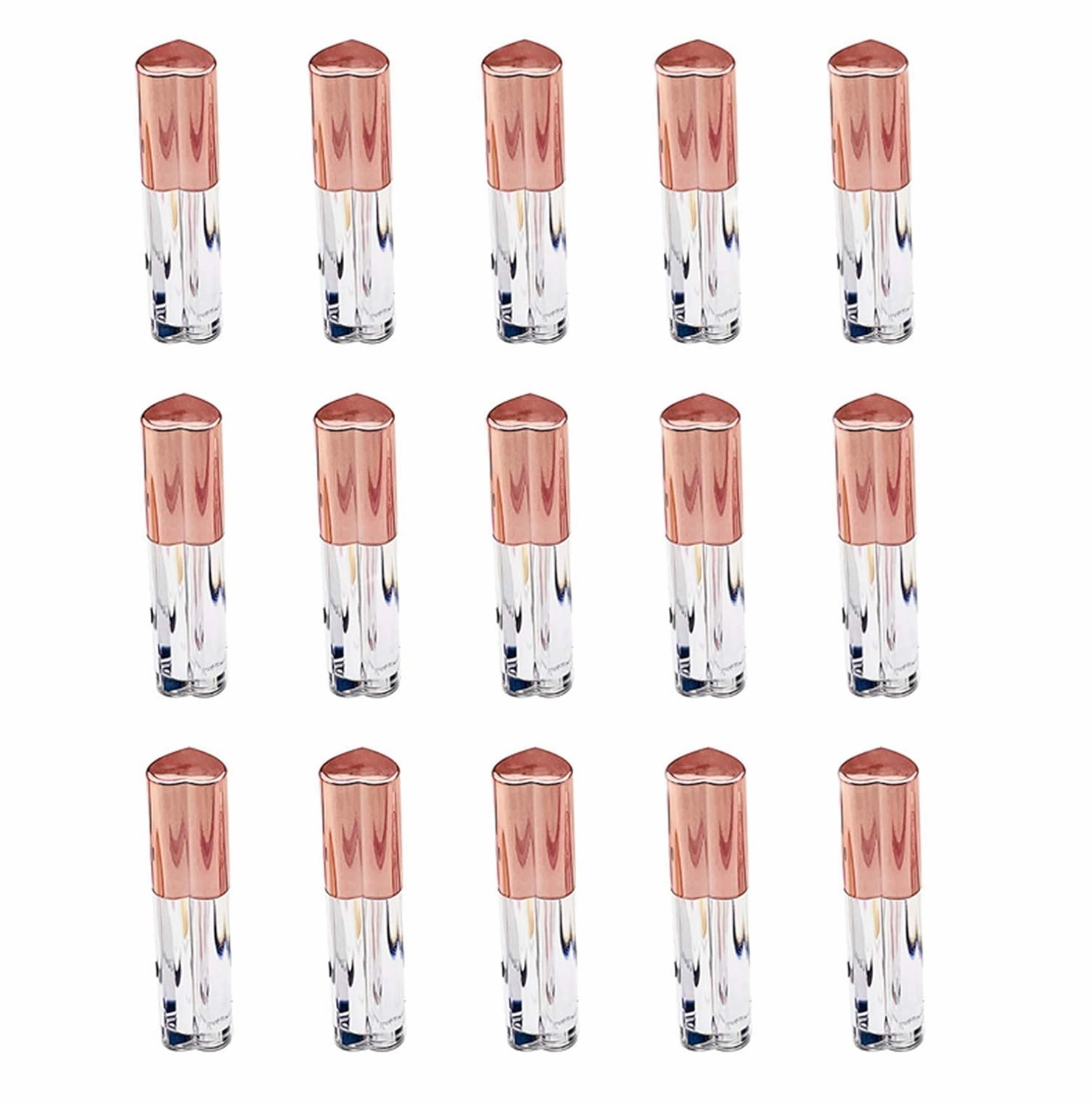 15 Pieces 5ml Clear Heart Lip Gloss Tube Bottles Empty Lip Glaze Tube Vials Refillable Bottles Lip Balm Tube Container With Wand Cosmetics DIY Lipstick Tubes Makeup Tool for Women Girls,Gold