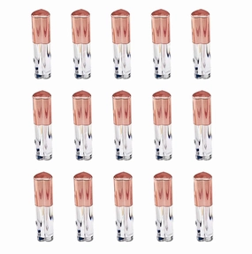 15 Pieces 5ml Clear Heart Lip Gloss Tube Bottles Empty Lip Glaze Tube Vials Refillable Bottles Lip Balm Tube Container With Wand Cosmetics DIY Lipstick Tubes Makeup Tool for Women Girls,Gold