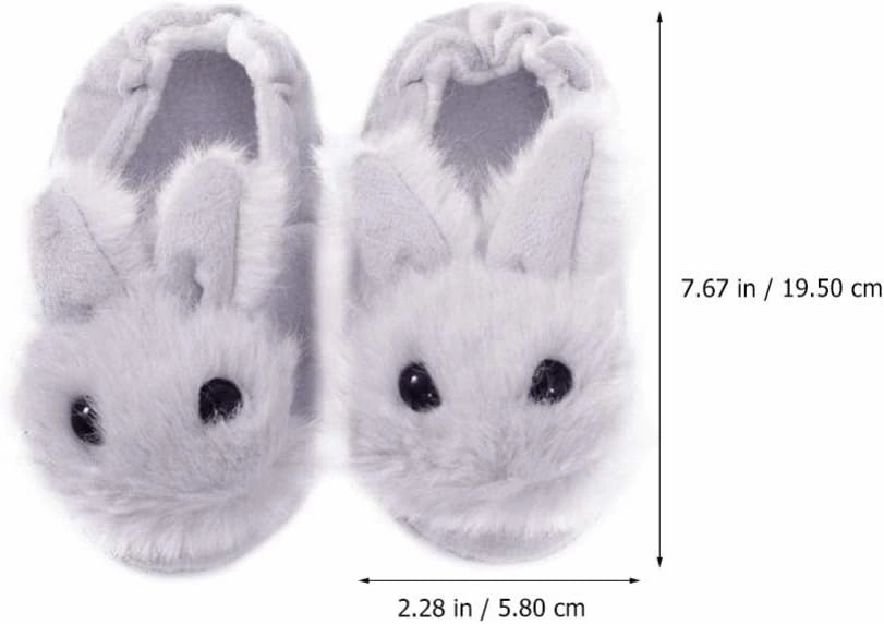 1 Pair Plush Rabbit Winter Warm Slippers Kids Non Slip House Slippers Cute Rabbit Ears Indoor Slippers