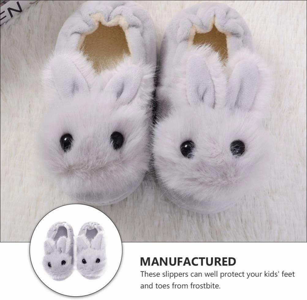 1 Pair Plush Rabbit Winter Warm Slippers Kids Non Slip House Slippers Cute Rabbit Ears Indoor Slippers