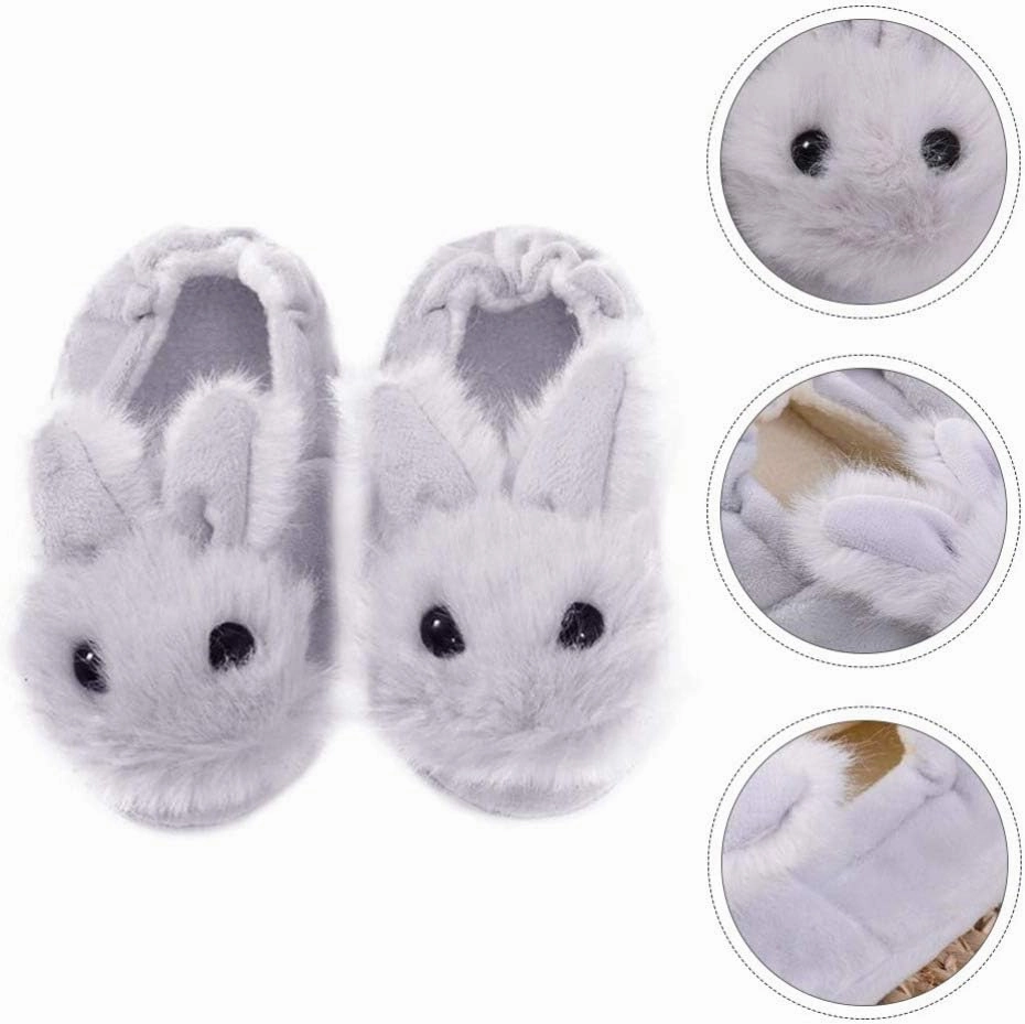 1 Pair Plush Rabbit Winter Warm Slippers Kids Non Slip House Slippers Cute Rabbit Ears Indoor Slippers