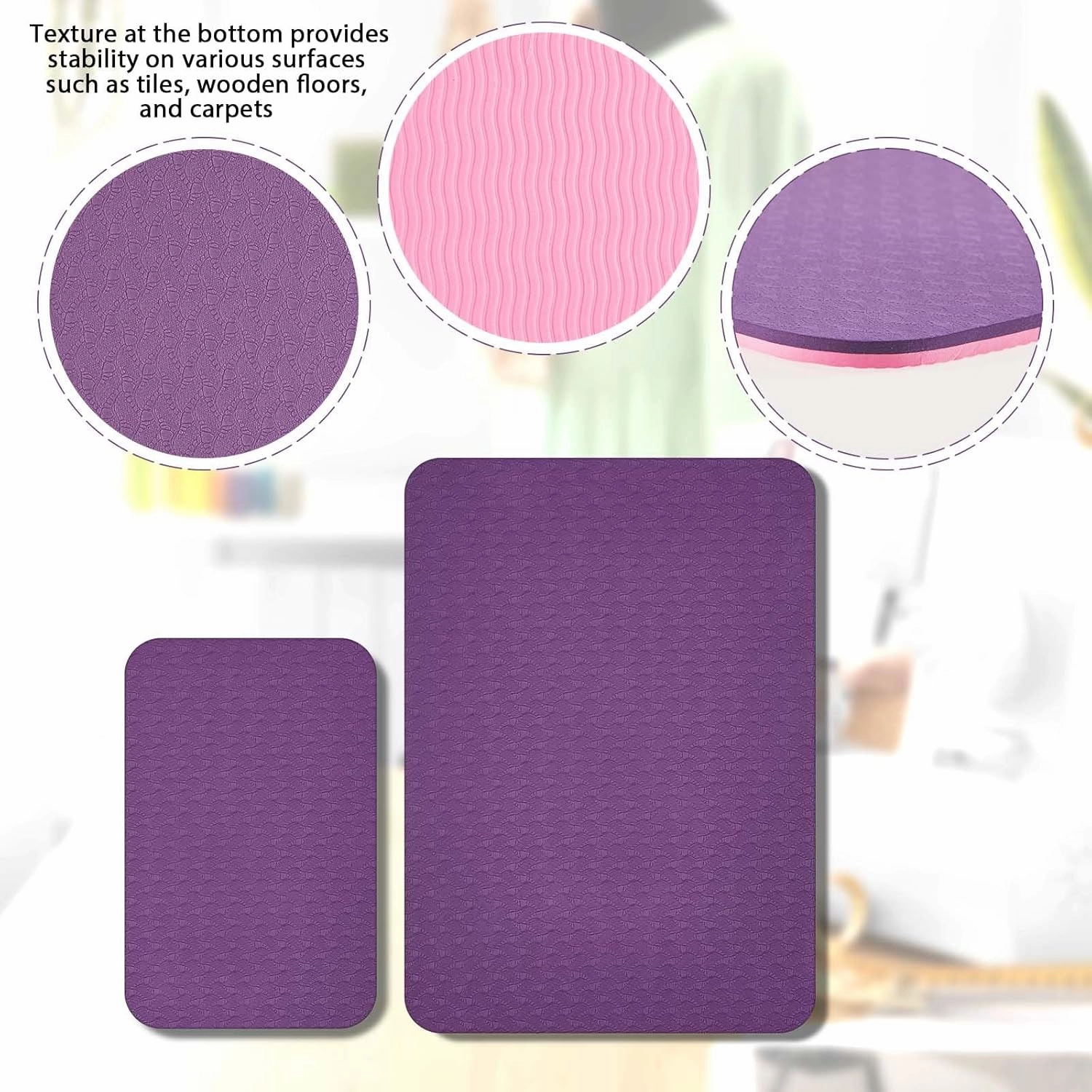2 Pcs Sewing Machine Muffling Mat Pedal Sewing Mat Reduce Vibrations Noise No Slip Machine Accessories for Quilting(15" X 20" and 9" X 14",Pink Purple)