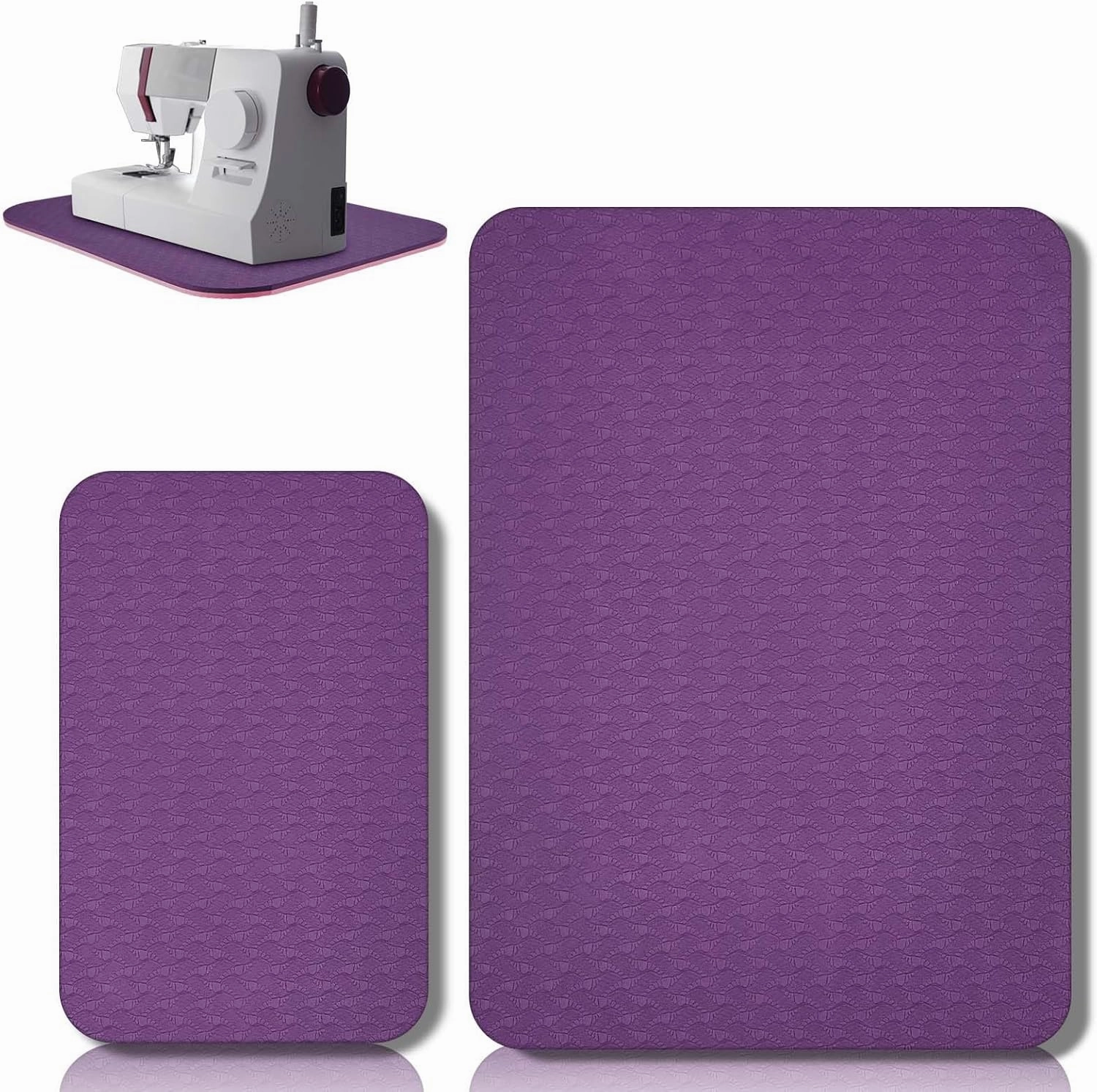 2 Pcs Sewing Machine Muffling Mat Pedal Sewing Mat Reduce Vibrations Noise No Slip Machine Accessories for Quilting(15" X 20" and 9" X 14",Pink Purple)