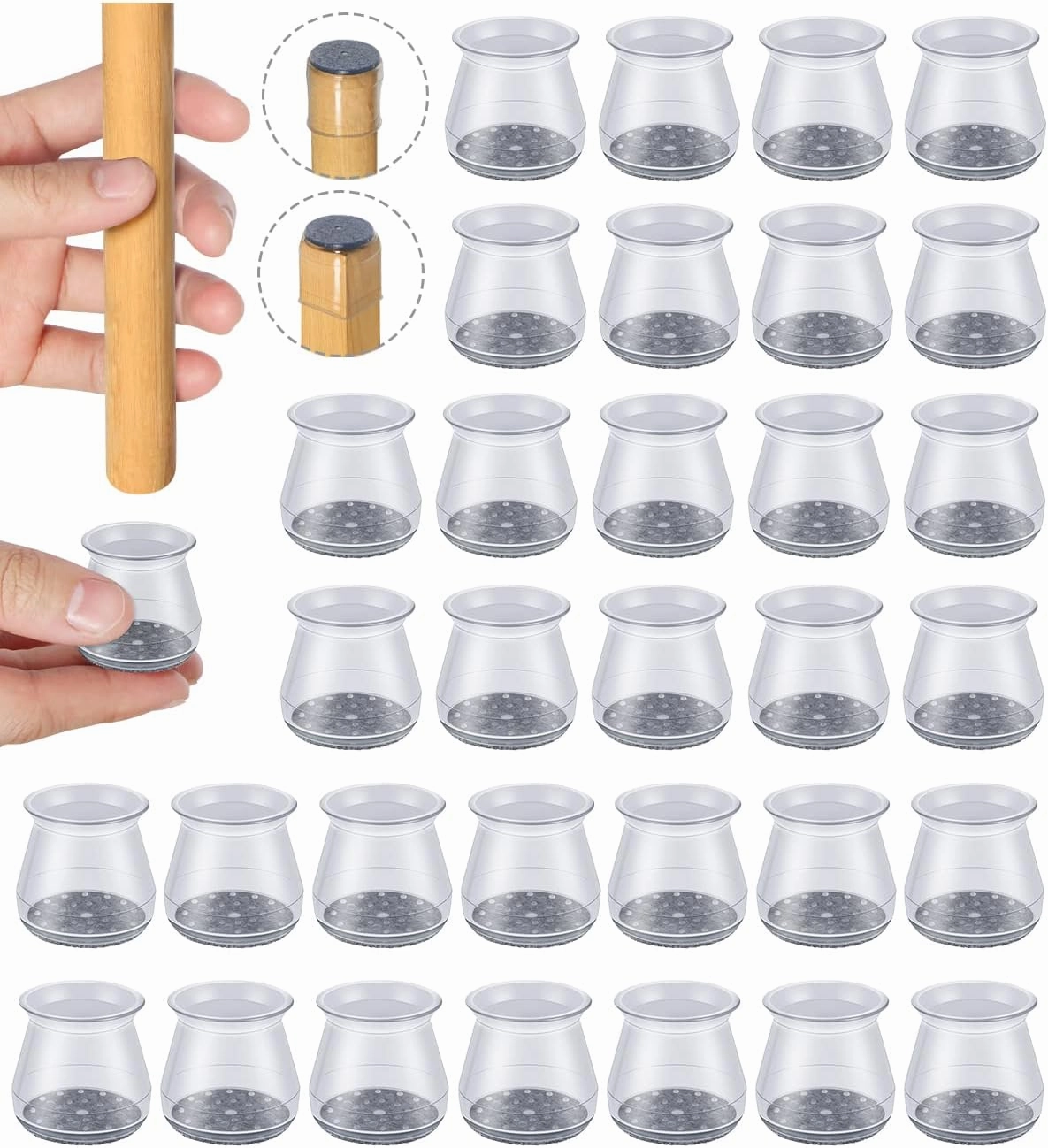 32pcs Chair Leg Floor Protectors,Bar stools Leg Protectors Caps,Dining Room Table Chair Leg Protectors for Hardwood Floors, Chair Leg Covers Silicone Felt Furniture Pads (Small fit: 0.9'' - 1.29'')