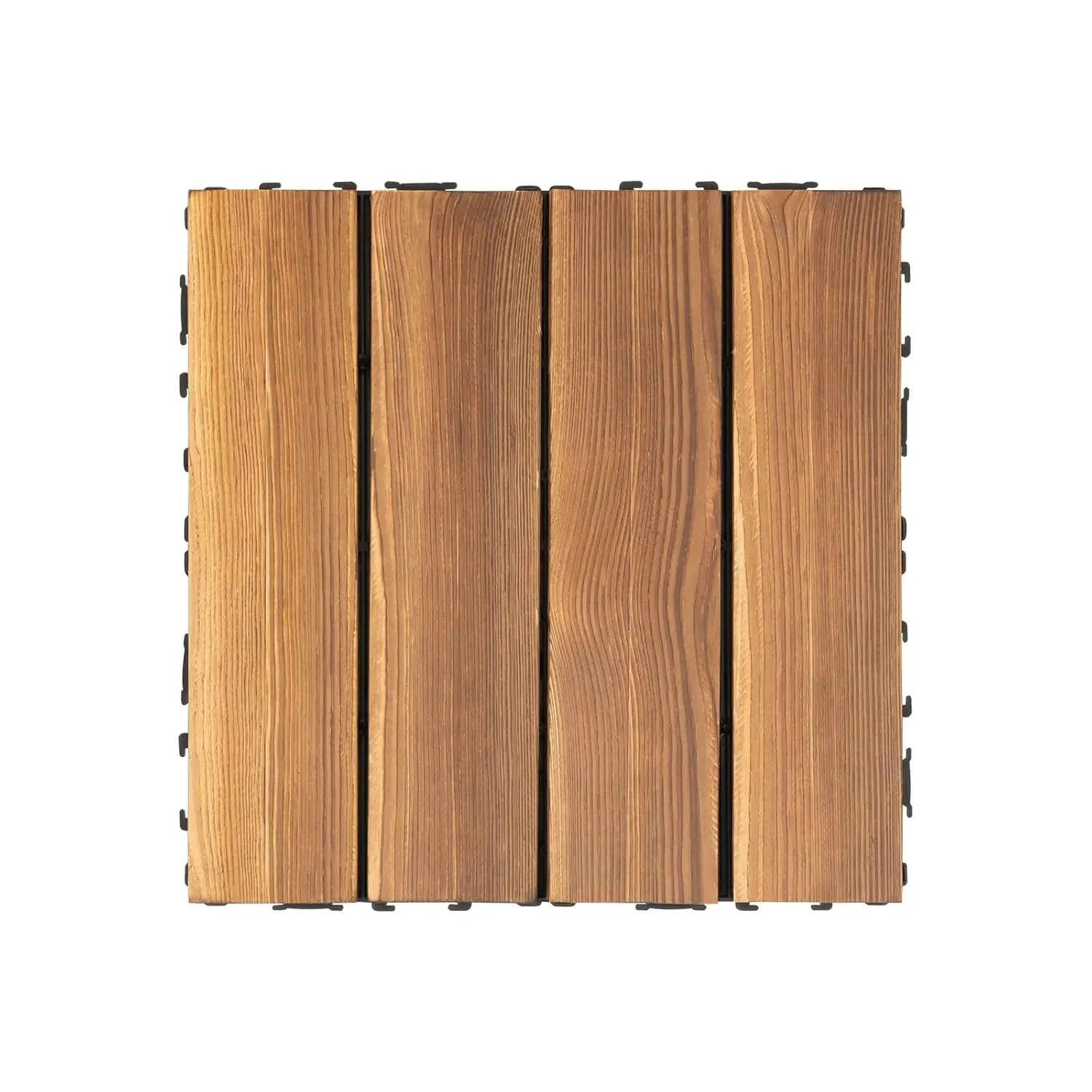 36 Pack Hardwood Interlocking Patio Deck Tiles, Waterproof Indoor Outdoor Brown Interlocking Deck Tile Patio Tiles (12" x 12" x 1")