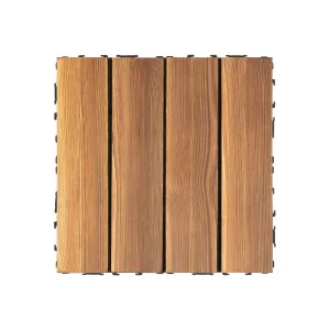 36 Pack Hardwood Interlocking Patio Deck Tiles, Waterproof Indoor Outdoor Brown Interlocking Deck Tile Patio Tiles (12" x 12" x 1")