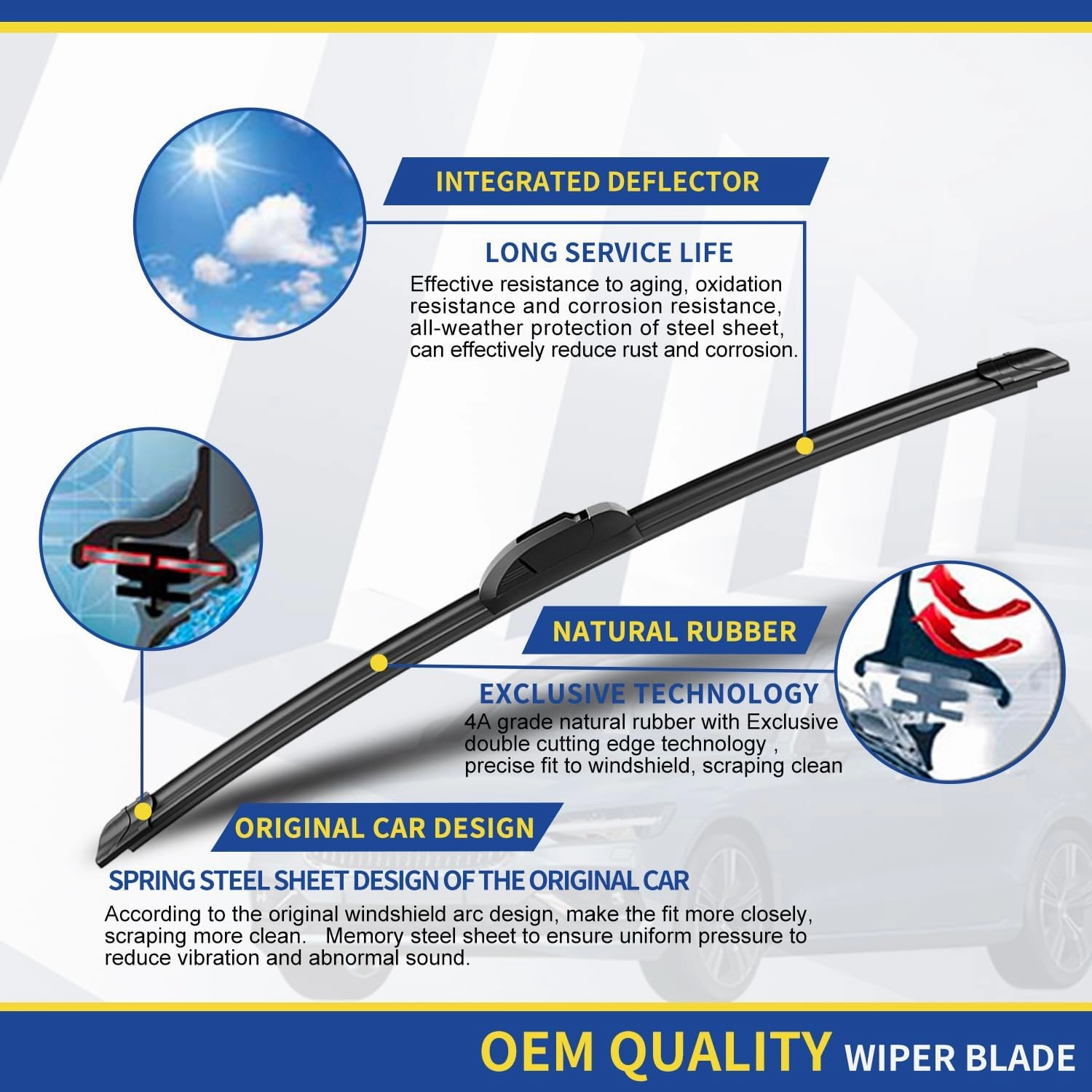 3 wipers Replacement For 2019 2020 2021 2022 2023 Toyota Rav4 Windshield Wiper Blades Original Equipment Replacement - 26" 16" 12" (Set of 3) U/J HOOK
