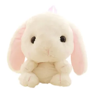 3D Cuddly Plush Stuffed Rabbit Bunny Hare Doll Backpack Knapsack Shoulder Bag (White)