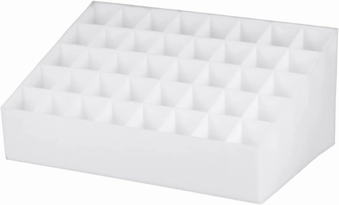 40 Grids Lipsticks Holder: Plastic Clear Gloss Lip Holder Makeup Case Desktop Stand Makeup Brush Holder - Beauty Organizer Lip Tint Makeup Storage Case Cosmetic Lipstick, White
