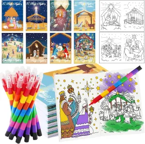 48PCS Christmas Nativity Party Coloring Books Bulk for Mini DIY Drawing Book Set for Nativity Party Favors Religious Christmas Gifts Party Favors Class Activity Supplies Decorations (nativity)