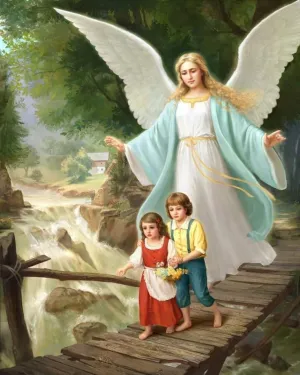 500 Piece Jigsaw Puzzle Guardian Angel and Children Crossing Bridge Challenge Puzzles Educational Game for Adults Wooden Puzzles Nature Props Kid Gift Toy.