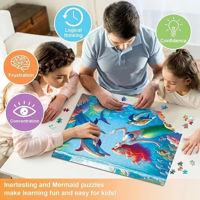 500 Piece Jigsaw Puzzle Guardian Angel and Children Crossing Bridge Challenge Puzzles Educational Game for Adults Wooden Puzzles Nature Props Kid Gift Toy.