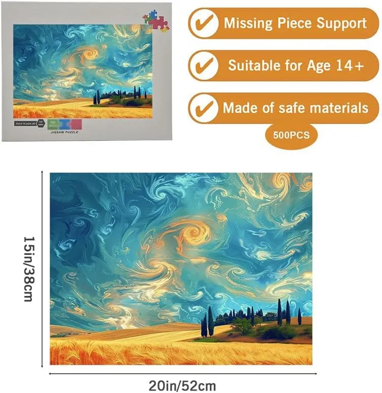500 Piece Wooden Jigsaw Puzzle for Children Teens Painting Grassland Learning Toys Thick Sturdy Cardboard Precise Interlocking Family Game Age 14 