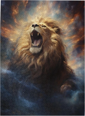 500 Piece Adult Wooden Jigsaw Puzzle, Majestic Artwork of King of The Jungle, Challenging Relaxation Activity, Perfect for Wildlife Enthusiasts & Home Display，Gifts Fro Friends