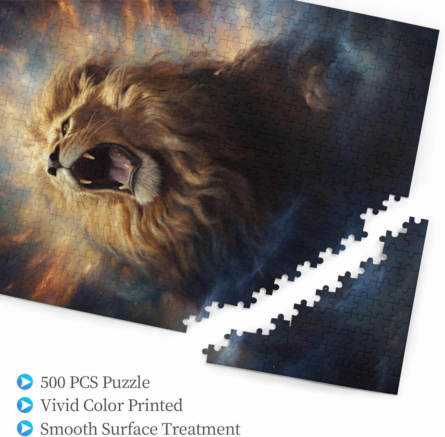 500 Piece Adult Wooden Jigsaw Puzzle, Majestic Artwork of King of The Jungle, Challenging Relaxation Activity, Perfect for Wildlife Enthusiasts & Home Display，Gifts Fro Friends