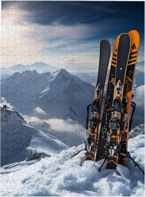 500 Piece Jigsaw Puzzle for Adults Challenging Puzzle for Game Nights Skis on Mountain Wooden Puzzle Finished Size