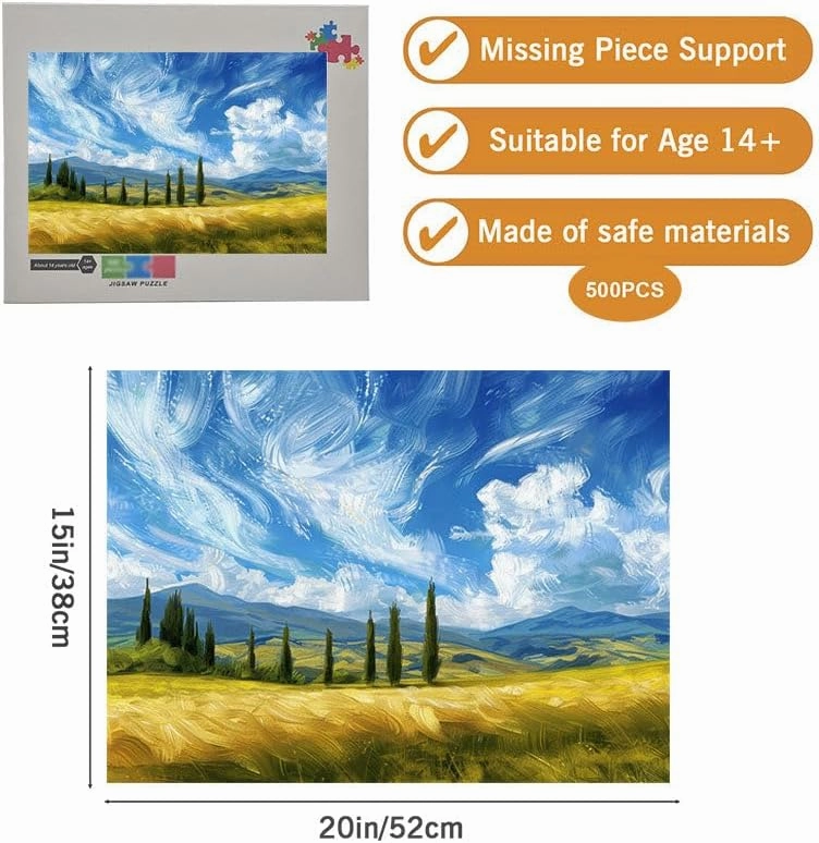500 Piece Wooden Educational Jigsaw Puzzles for Teens Painting Grassland Challenging Puzzle Games for Men Women Teens Seniors