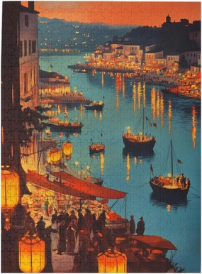 500 Piece Wooden Jigsaw for Adults,Urban Waterway Sailing Puzzle，Challenging City River & Boat Landscape Art，Pieces Fit Together Perfectly,Enjoy Solving Process,Gifts fro Friends