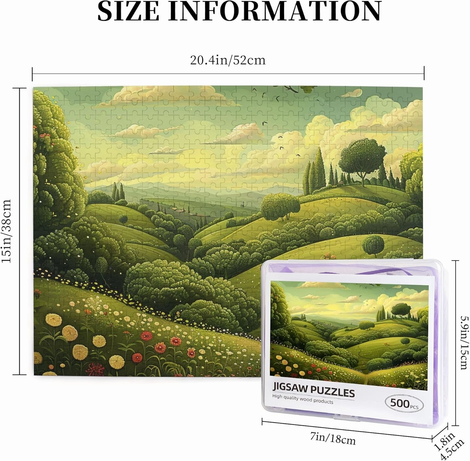 500 Pieces of Adult Wooden Puzzle - Peaceful Grassland,Artistic Challenge,Perfect for Display & Fun,Piece Fit Together Perfectly,Enjoy The Solving Process，Gifts Fro Friends and Family