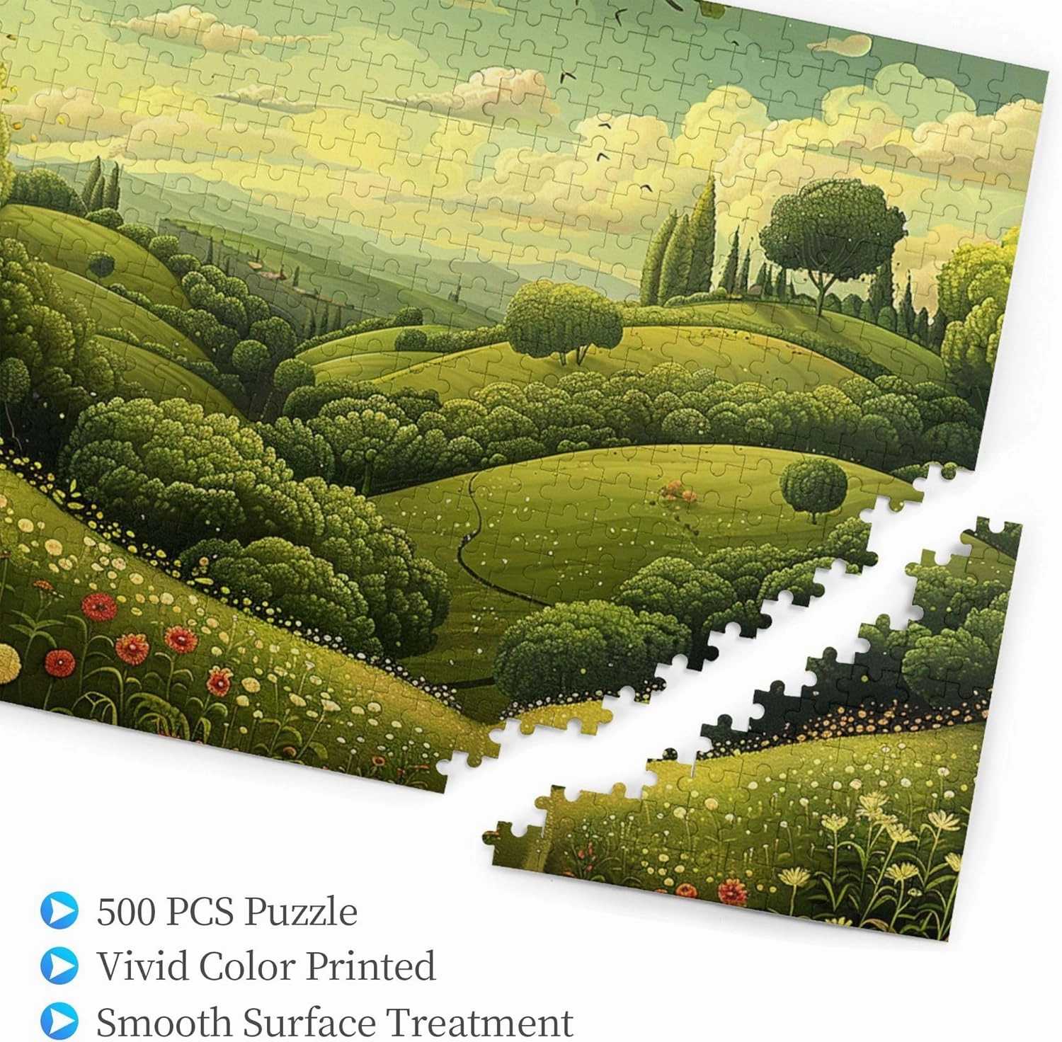 500 Pieces of Adult Wooden Puzzle - Peaceful Grassland,Artistic Challenge,Perfect for Display & Fun,Piece Fit Together Perfectly,Enjoy The Solving Process，Gifts Fro Friends and Family