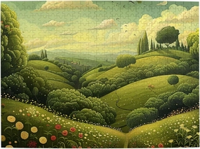 500 Pieces of Adult Wooden Puzzle - Peaceful Grassland,Artistic Challenge,Perfect for Display & Fun,Piece Fit Together Perfectly,Enjoy The Solving Process，Gifts Fro Friends and Family