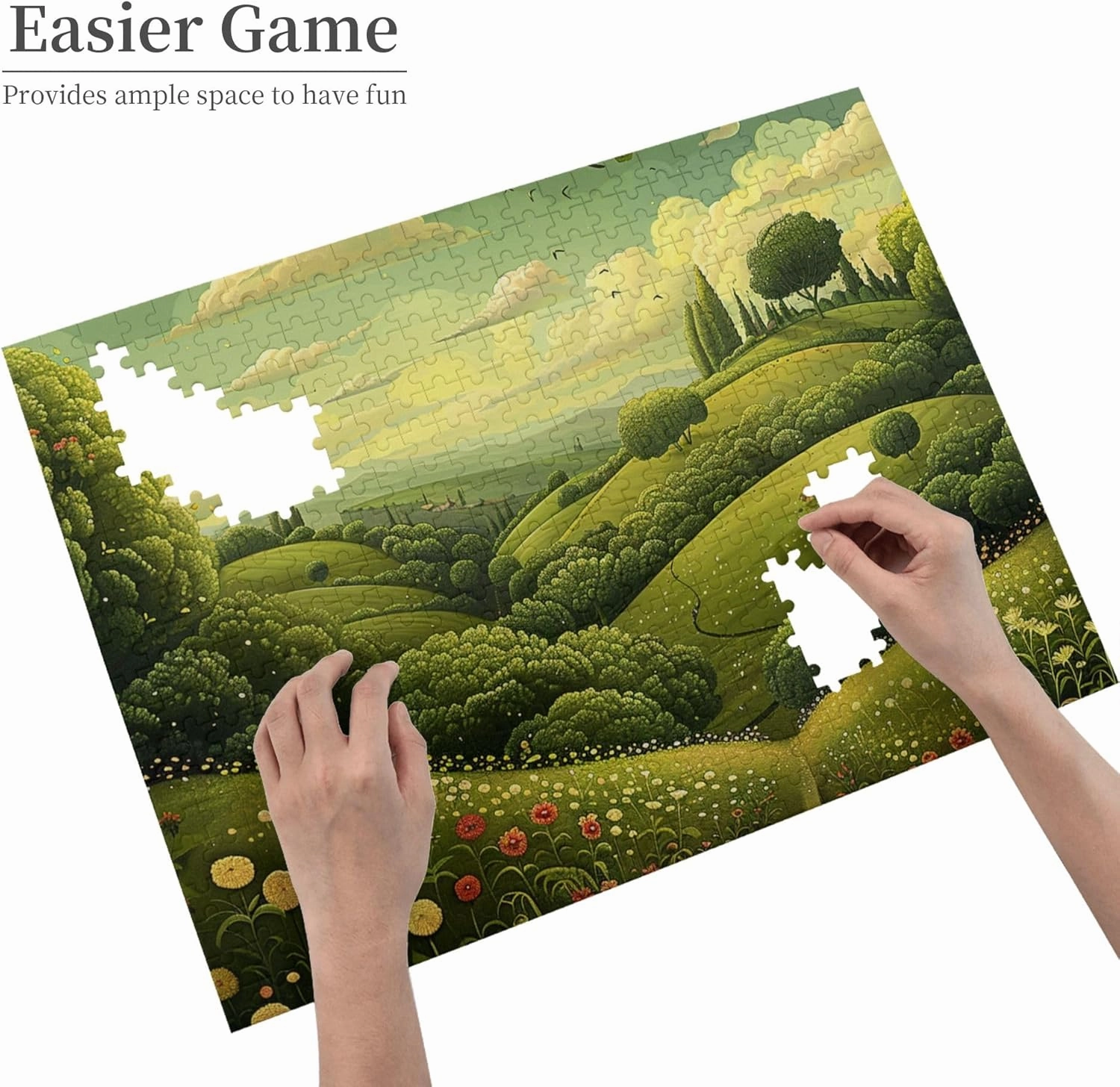 500 Pieces of Adult Wooden Puzzle - Peaceful Grassland,Artistic Challenge,Perfect for Display & Fun,Piece Fit Together Perfectly,Enjoy The Solving Process，Gifts Fro Friends and Family