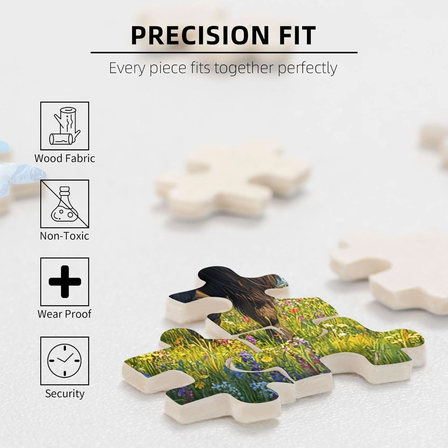 500pcs Wooden Jigsaw Puzzle,Majestic Yak in Grassland,Stunningly Vibrant Colors,Rugged Stress Relief,Premium Cut,Ideal for Relaxation and Family Fun,Gifts for Family and Friends