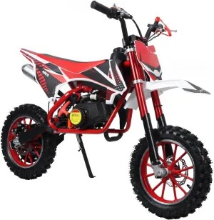 50cc Kids Dirt Bike, 2-Stroke Gas Dirt Bike for Kids, Beach Off Road Gas Mini Motorcycle, Children Mini Dirt Bike, Gas Power Motocross Bike with Front/Rear Dual Disc Brakes, Speed Up to 40KM/H Red