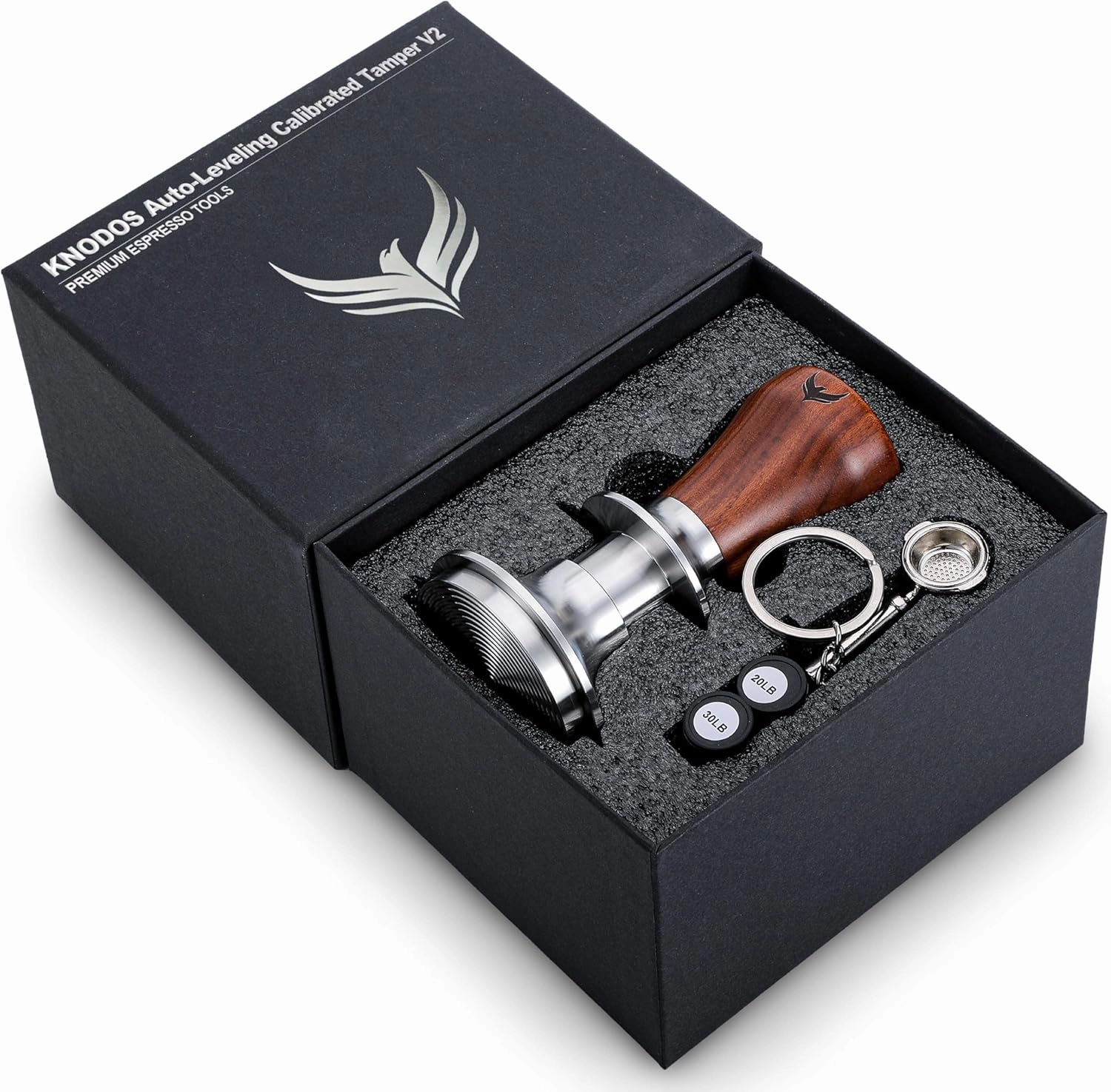 51mm Tamper Tool Espresso V2 Rosewood Spring Loaded 30LB Calibrated Coffee Tamper Compatible With Delonghi, Casabrews, Smeg and more Espresso Machine Accessories