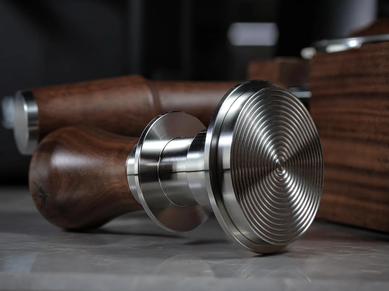 54mm Tamper For Breville Machines, V2 Calibrated Tamper Tool Espresso Walnut, Auto-Leveling and 30lb Spring Loaded Design Coffee Tamper With Stainless Steel Ripple Base