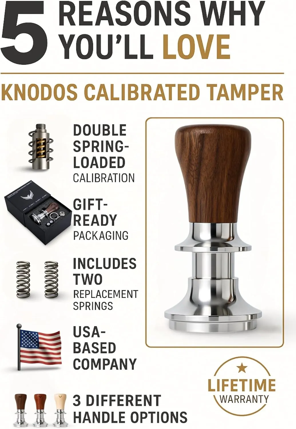 54mm Tamper For Breville Machines, V2 Calibrated Tamper Tool Espresso Walnut, Auto-Leveling and 30lb Spring Loaded Design Coffee Tamper With Stainless Steel Ripple Base