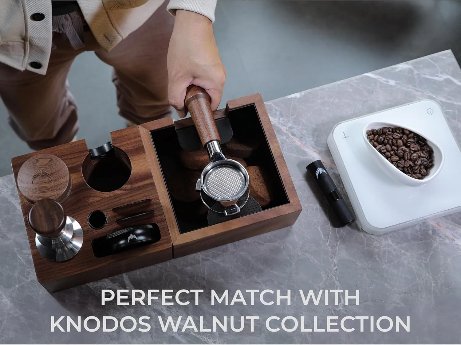 54mm Tamper For Breville Machines, V2 Calibrated Tamper Tool Espresso Walnut, Auto-Leveling and 30lb Spring Loaded Design Coffee Tamper With Stainless Steel Ripple Base