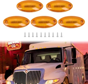 5Pcs 888-5125 Cab Marker Lights LED Top Roof Lamps Light with Hardware Compatible with IC 2005-2014 / IC Corporation 2003-2019 / International 1996-2021 Replaces # 3529900C96 3529900C97 3529900C98