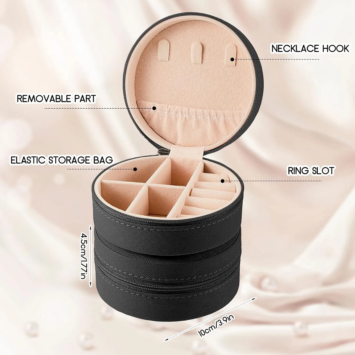 6 Pcs Travel Jewelry Case Bridesmaid Gift Boxes Jewelry Travel Organizer Small Round Jewelry Box Mini Storage PU Leather