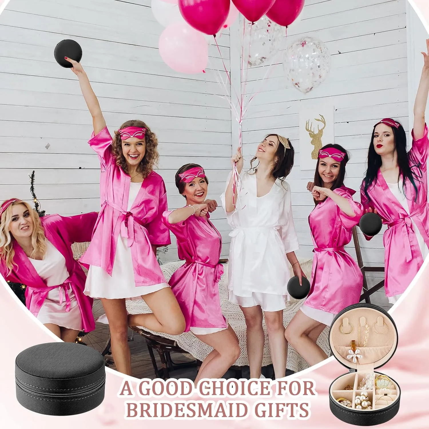 6 Pcs Travel Jewelry Case Bridesmaid Gift Boxes Jewelry Travel Organizer Small Round Jewelry Box Mini Storage PU Leather