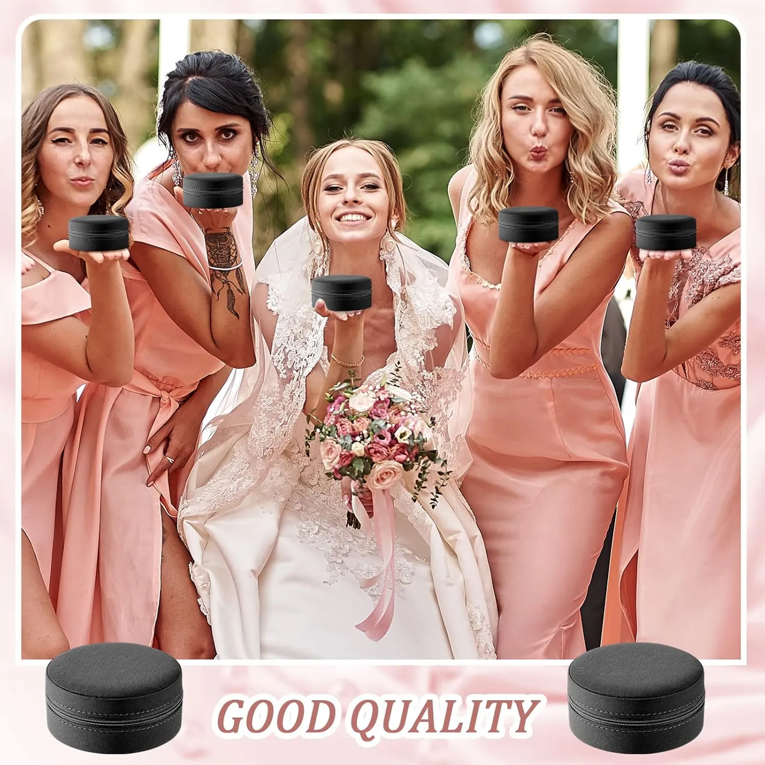 6 Pcs Travel Jewelry Case Bridesmaid Gift Boxes Jewelry Travel Organizer Small Round Jewelry Box Mini Storage PU Leather
