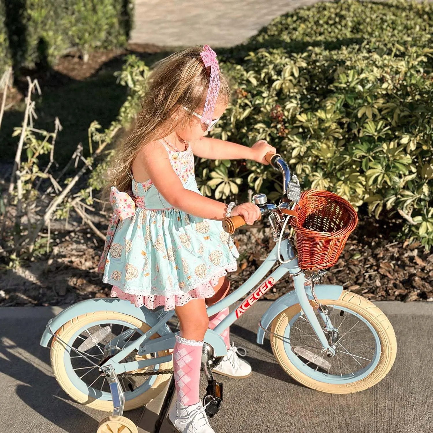 ACEGER Girls Bike with Basket, Kids Bicycle for 3-13 Years, Included Coaster Brake & Caliper Brake, 14 16 18 Inch with Training Wheels, 20 24 26 Inch with Kickstand but no Training Wheels