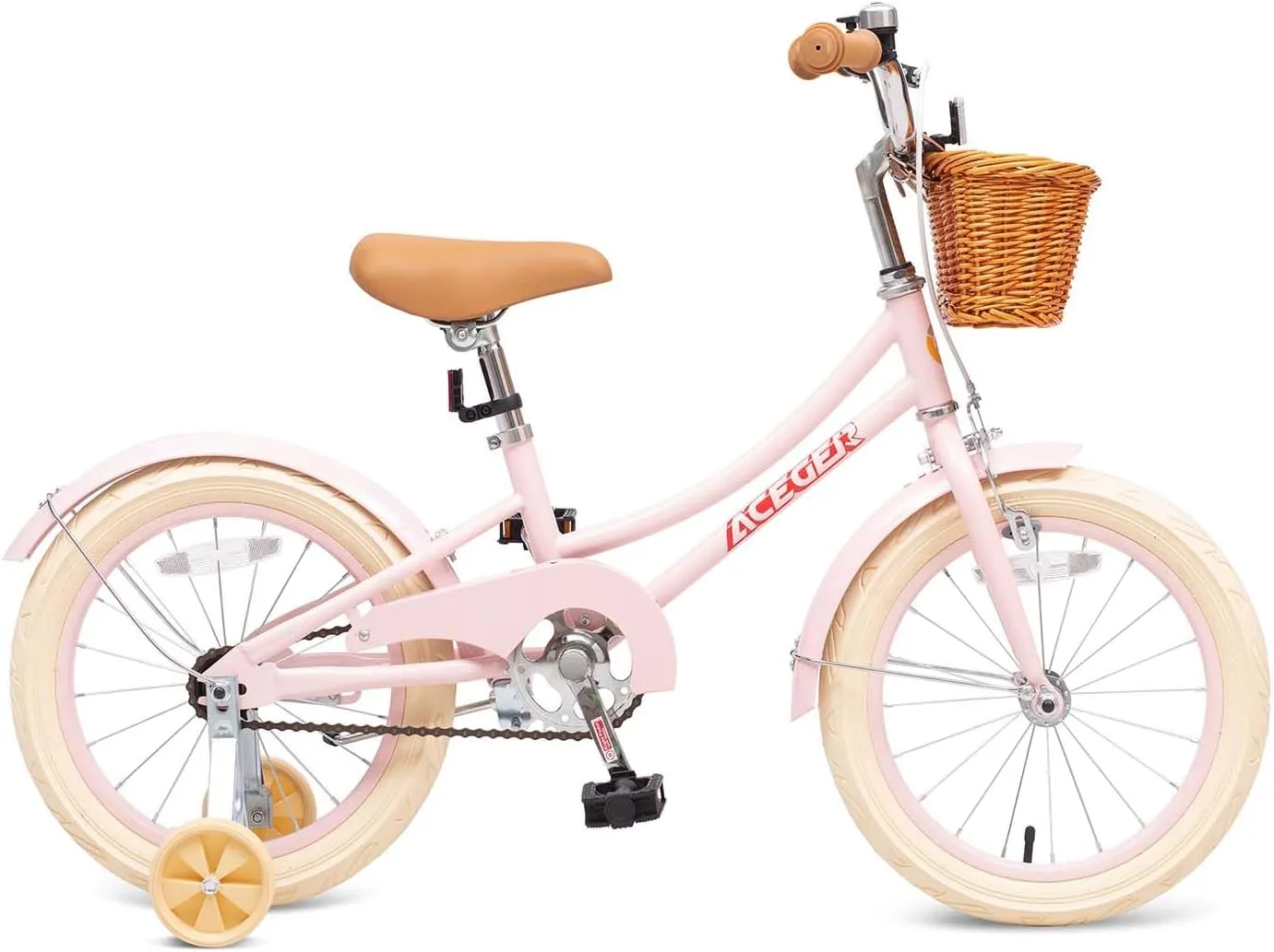 ACEGER Girls Bike with Basket, Kids Bicycle for 3-13 Years, Included Coaster Brake & Caliper Brake, 14 16 18 Inch with Training Wheels, 20 24 26 Inch with Kickstand but no Training Wheels