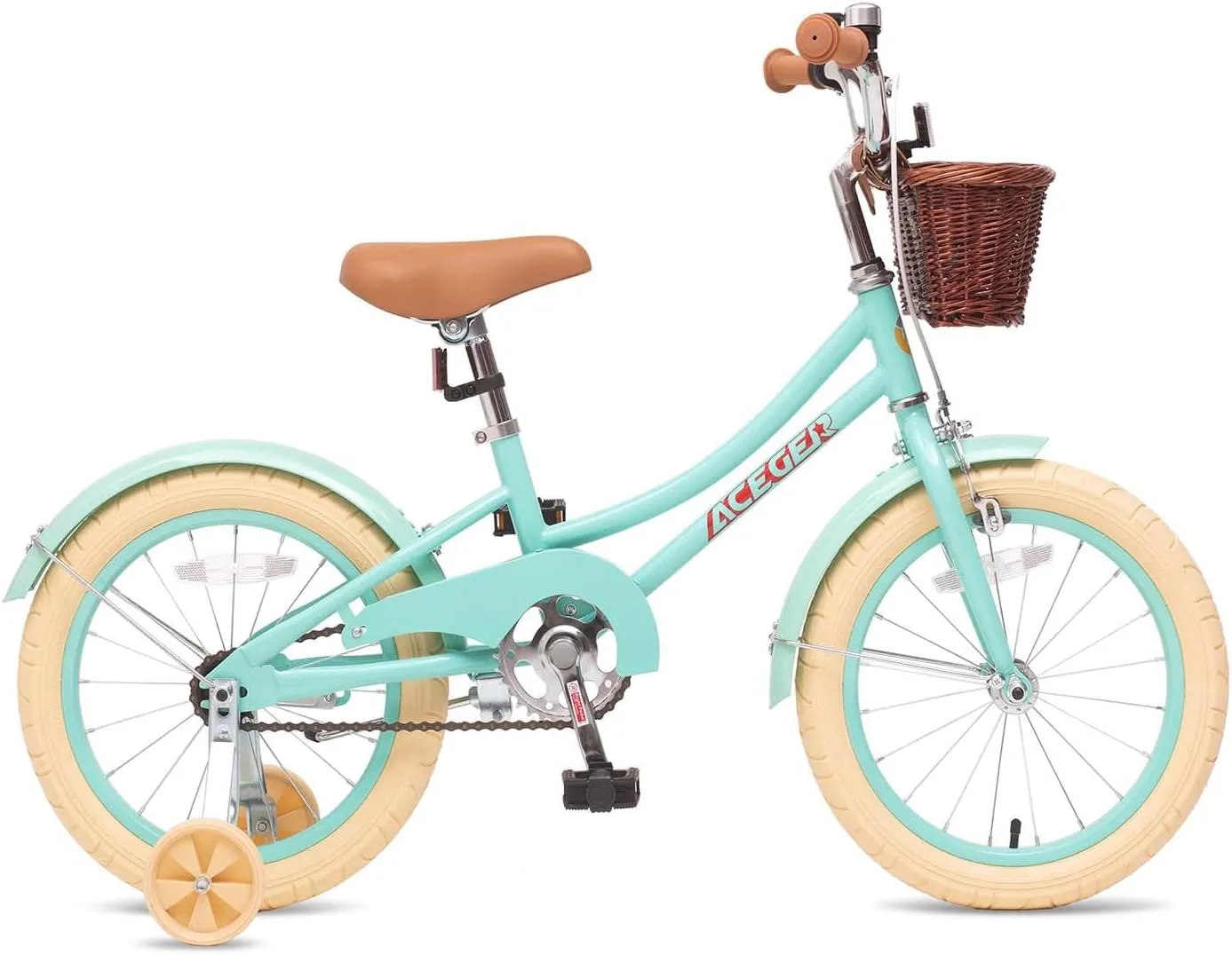 ACEGER Girls Bike with Basket, Kids Bicycle for 3-13 Years, Included Coaster Brake & Caliper Brake, 14 16 18 Inch with Training Wheels, 20 24 26 Inch with Kickstand but no Training Wheels