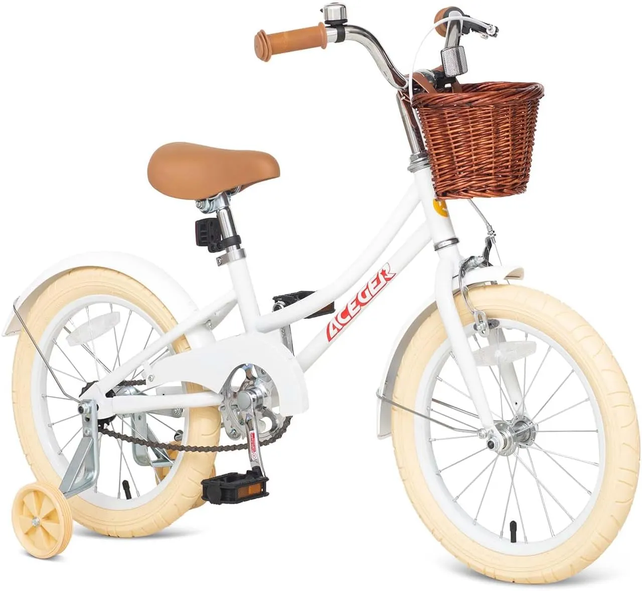 ACEGER Girls Bike with Basket, Kids Bicycle for 3-13 Years, Included Coaster Brake & Caliper Brake, 14 16 18 Inch with Training Wheels, 20 24 26 Inch with Kickstand but no Training Wheels