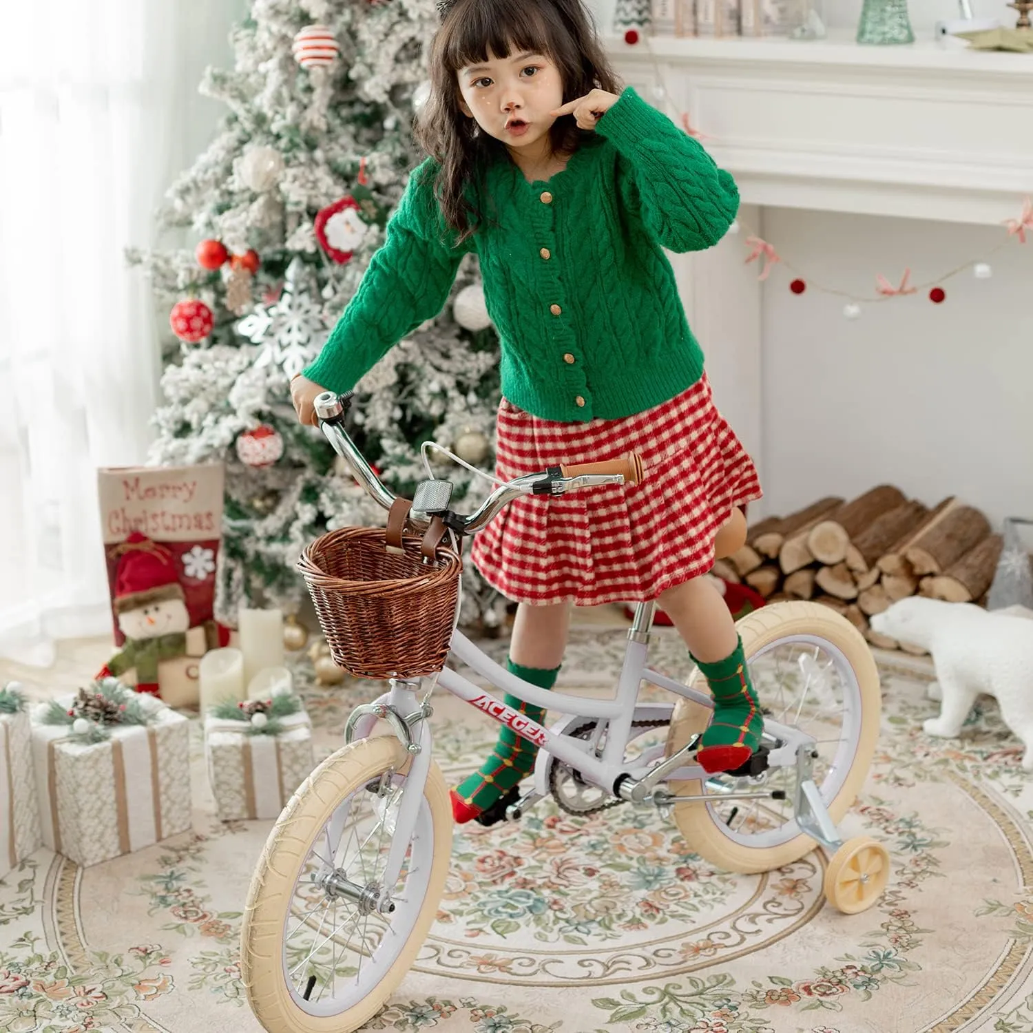 ACEGER Girls Bike with Basket, Kids Bicycle for 3-13 Years, Included Coaster Brake & Caliper Brake, 14 16 18 Inch with Training Wheels, 20 24 26 Inch with Kickstand but no Training Wheels